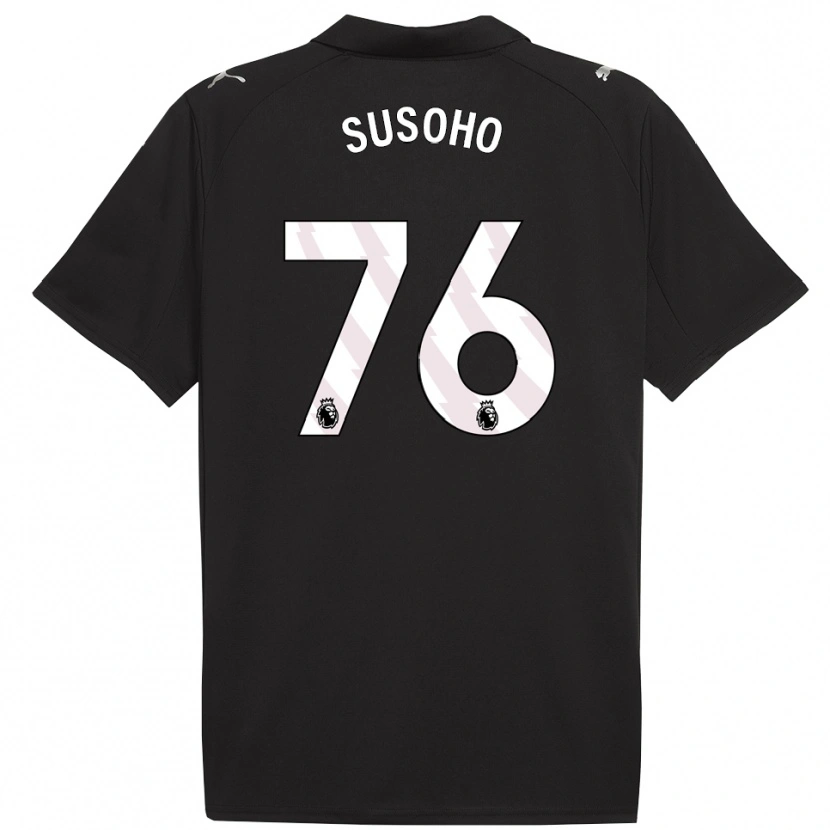 Danxen Niño Camiseta Mahamadou Susoho #76 Negro Blanco 2ª Equipación 2025/26 La Camisa