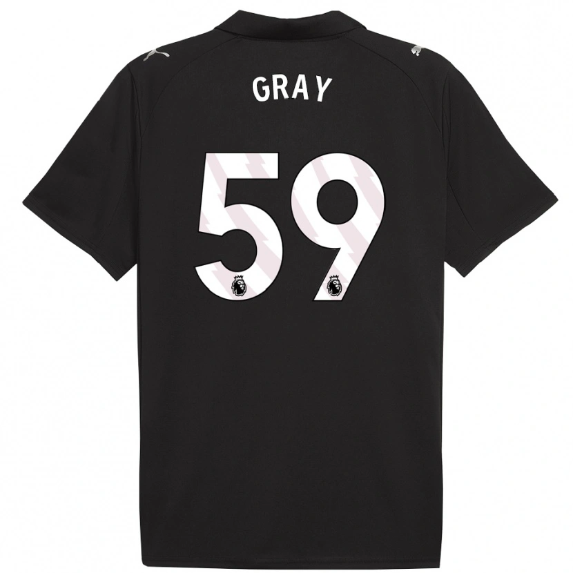 Danxen Niño Camiseta Charlie Gray #59 Negro Blanco 2ª Equipación 2025/26 La Camisa