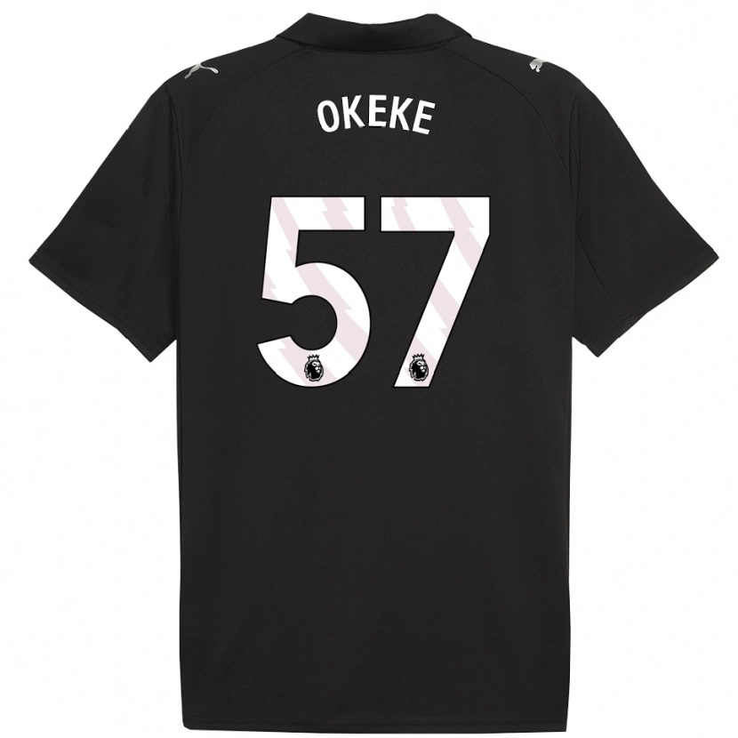 Danxen Niño Camiseta Michael Okeke #57 Negro Blanco 2ª Equipación 2025/26 La Camisa