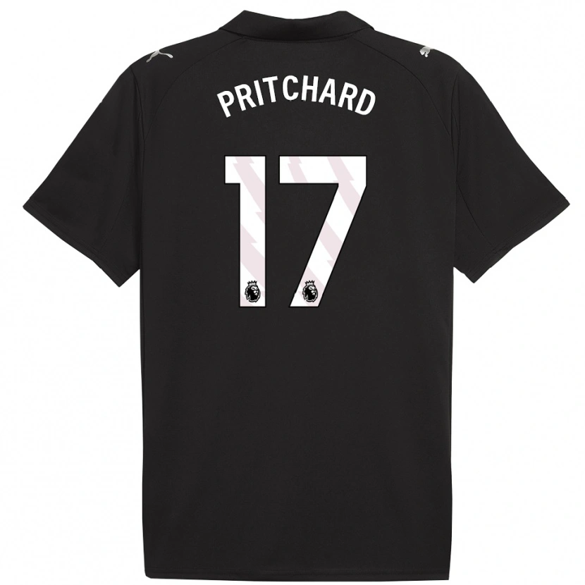 Danxen Niño Camiseta Poppy Pritchard #17 Negro Blanco 2ª Equipación 2025/26 La Camisa