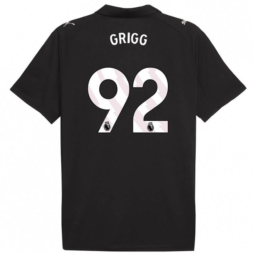 Danxen Niño Camiseta Finley Grigg #92 Negro Blanco 2ª Equipación 2025/26 La Camisa