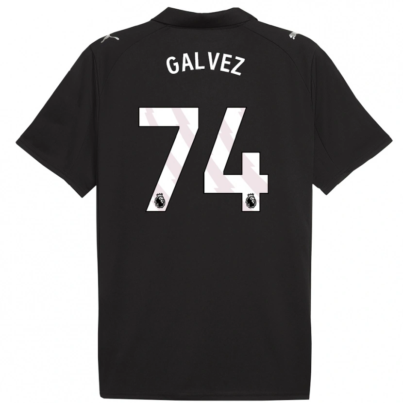 Danxen Niño Camiseta Tomas Galvez #74 Negro Blanco 2ª Equipación 2025/26 La Camisa