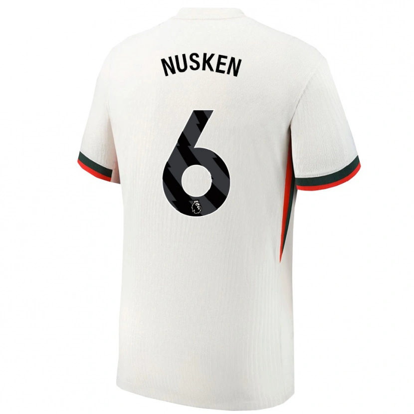 Danxen Niño Camiseta Sjoeke Nusken #6 Blanco Verde 2ª Equipación 2025/26 La Camisa