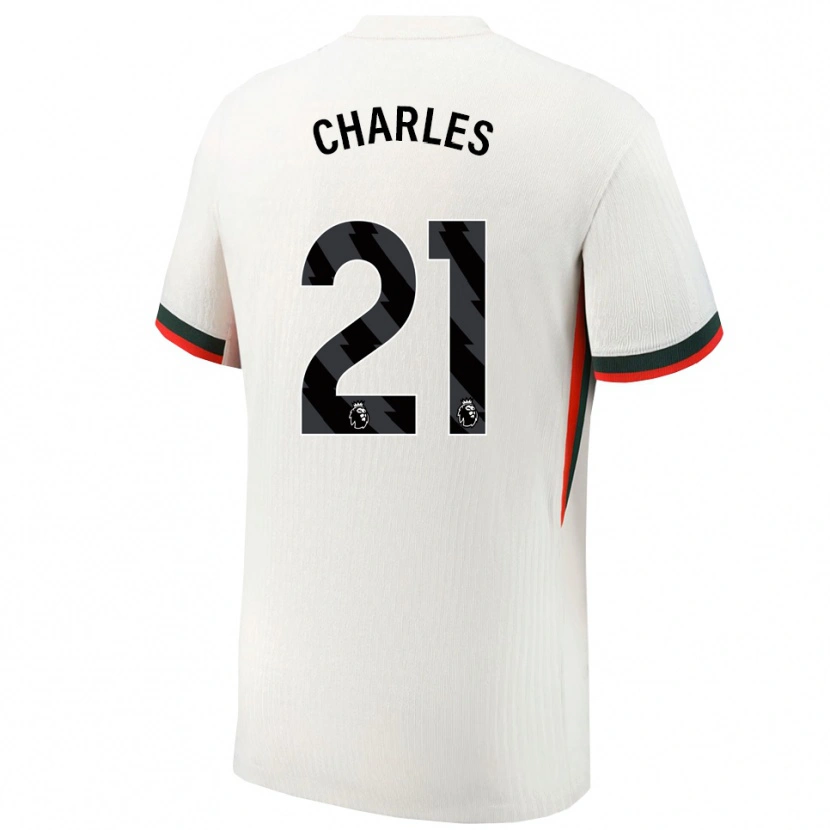 Danxen Niño Camiseta Niamh Charles #21 Blanco Verde 2ª Equipación 2025/26 La Camisa