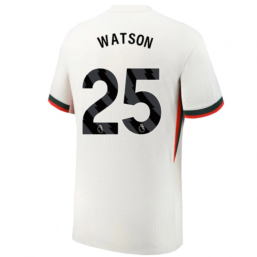 Danxen Niño Camiseta Lucy Watson #25 Blanco Verde 2ª Equipación 2025/26 La Camisa
