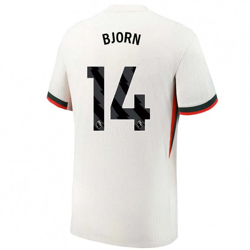 Danxen Niño Camiseta Nathalie Bjorn #14 Blanco Verde 2ª Equipación 2025/26 La Camisa