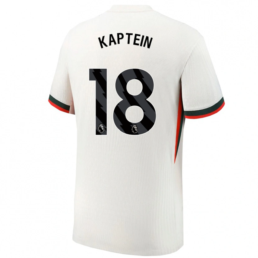 Danxen Niño Camiseta Wieke Kaptein #18 Blanco Verde 2ª Equipación 2025/26 La Camisa