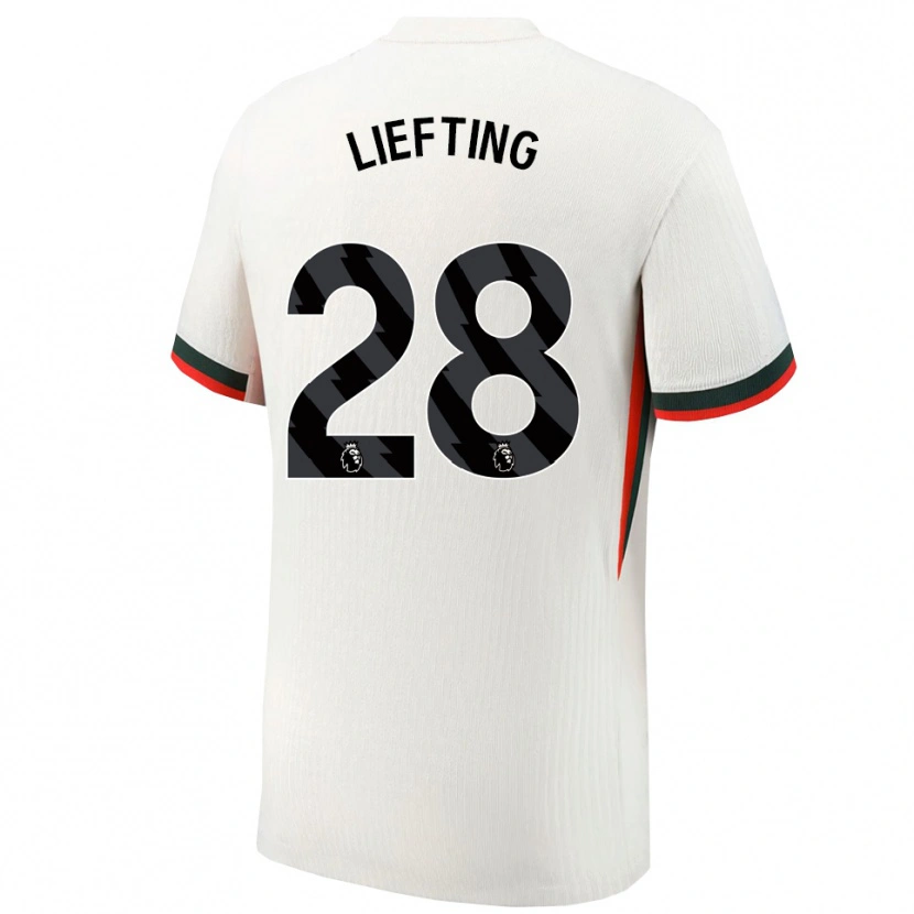 Danxen Niño Camiseta Femke Liefting #28 Blanco Verde 2ª Equipación 2025/26 La Camisa