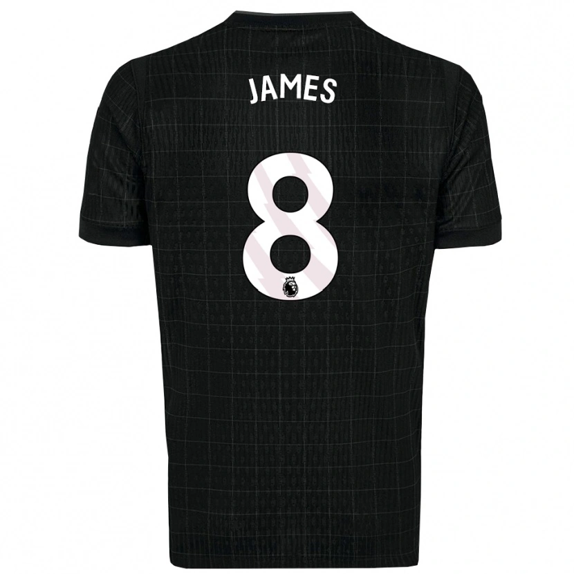 Danxen Niño Camiseta Angharad James #8 Negro Gris 2ª Equipación 2025/26 La Camisa