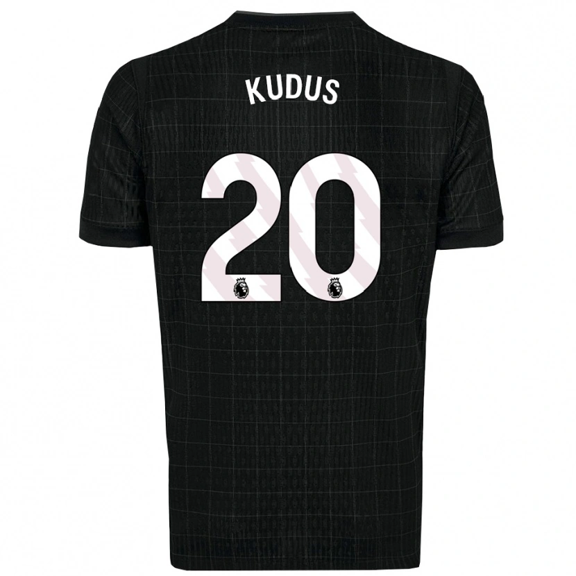 Danxen Niño Camiseta Mohammed Kudus #20 Negro Gris 2ª Equipación 2025/26 La Camisa