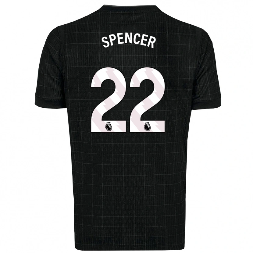 Danxen Niño Camiseta Rebecca Spencer #22 Negro Gris 2ª Equipación 2025/26 La Camisa