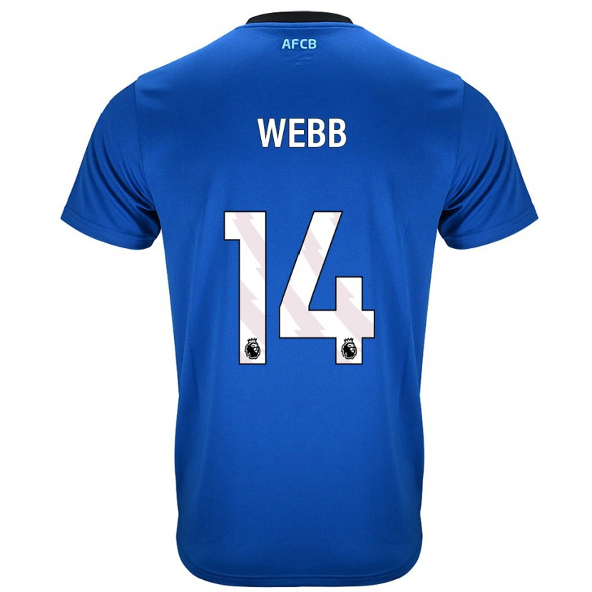 Danxen Niño Camiseta Harry Webb #14 Azul Negro 2ª Equipación 2025/26 La Camisa