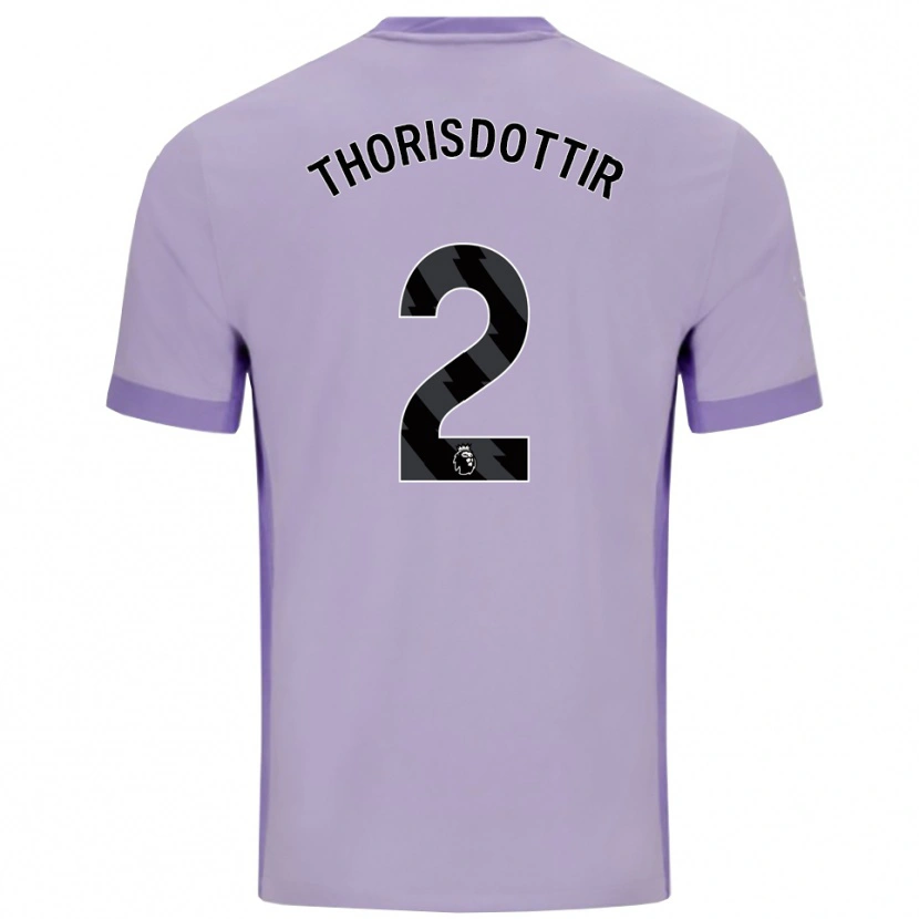 Danxen Niño Camiseta Maria Thorisdottir #2 Morado Taro Blanco 2ª Equipación 2025/26 La Camisa