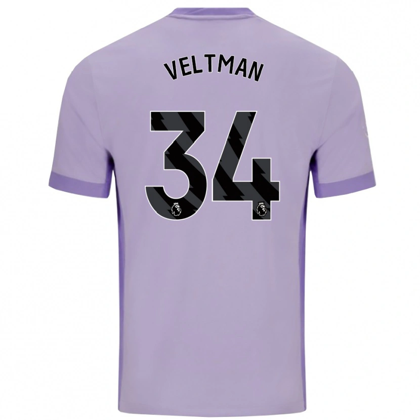Danxen Niño Camiseta Joël Veltman #34 Morado Taro Blanco 2ª Equipación 2025/26 La Camisa