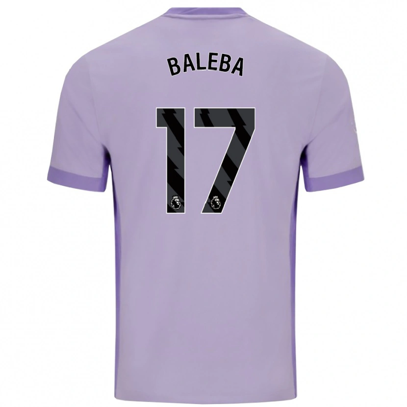 Danxen Niño Camiseta Carlos Baleba #17 Morado Taro Blanco 2ª Equipación 2025/26 La Camisa