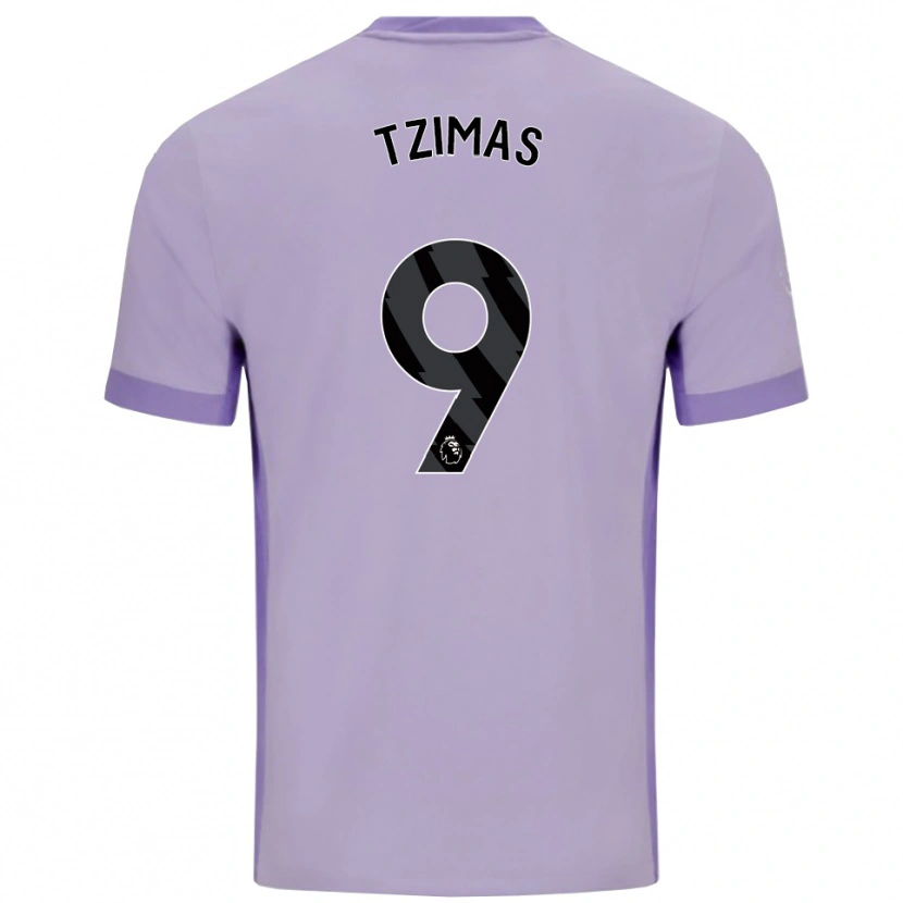 Danxen Niño Camiseta Stefanos Tzimas #9 Morado Taro Blanco 2ª Equipación 2025/26 La Camisa