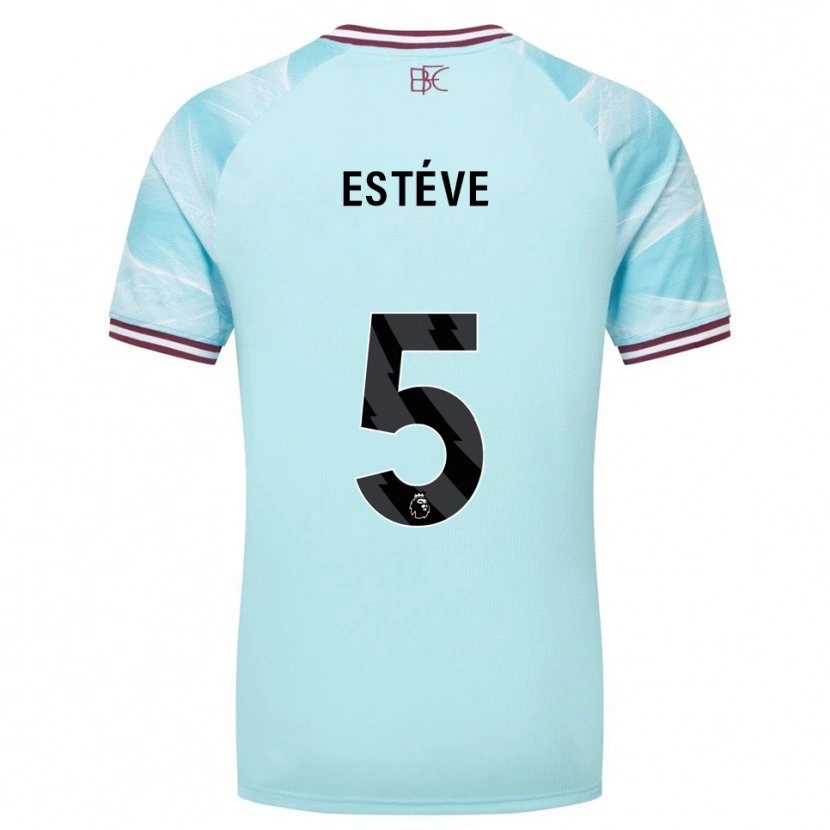 Danxen Niño Camiseta Maxime Estève #5 Celeste Borgoña 2ª Equipación 2025/26 La Camisa