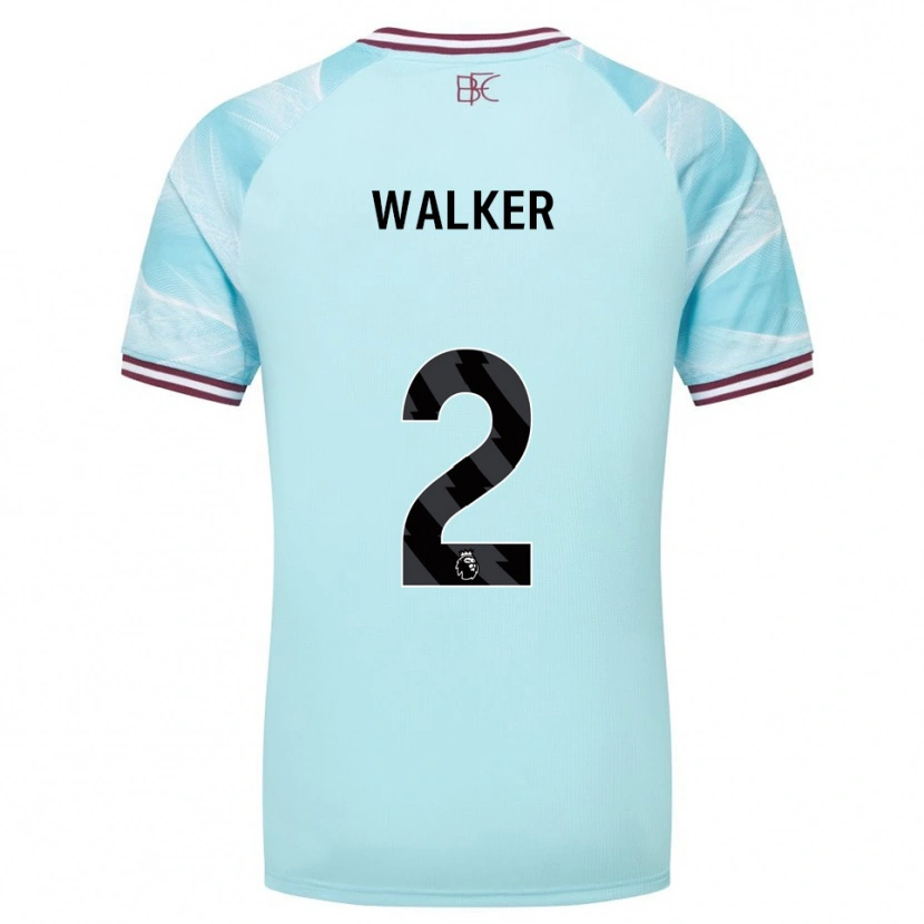 Danxen Niño Camiseta Kyle Walker #2 Celeste Borgoña 2ª Equipación 2025/26 La Camisa