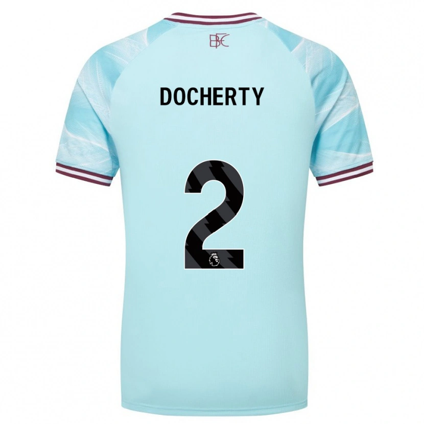 Danxen Niño Camiseta Charley Docherty #2 Celeste Borgoña 2ª Equipación 2025/26 La Camisa