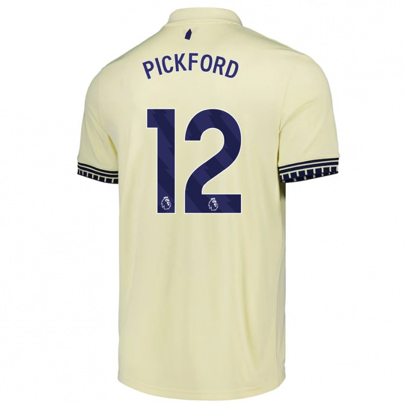 Danxen Niño Camiseta Jordan Pickford #12 Blanco Roto Negro 2ª Equipación 2025/26 La Camisa