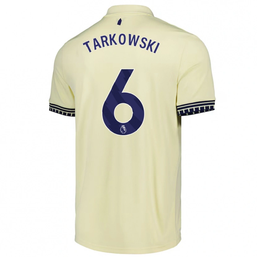 Danxen Niño Camiseta James Tarkowski #6 Blanco Roto Negro 2ª Equipación 2025/26 La Camisa