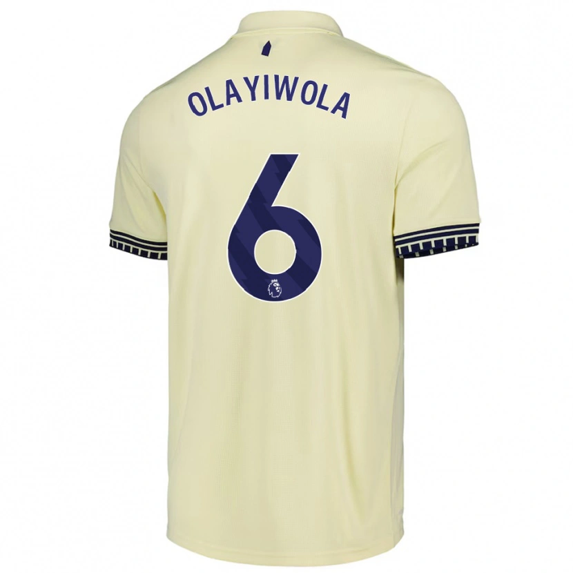Danxen Niño Camiseta Malik Olayiwola #6 Blanco Roto Negro 2ª Equipación 2025/26 La Camisa