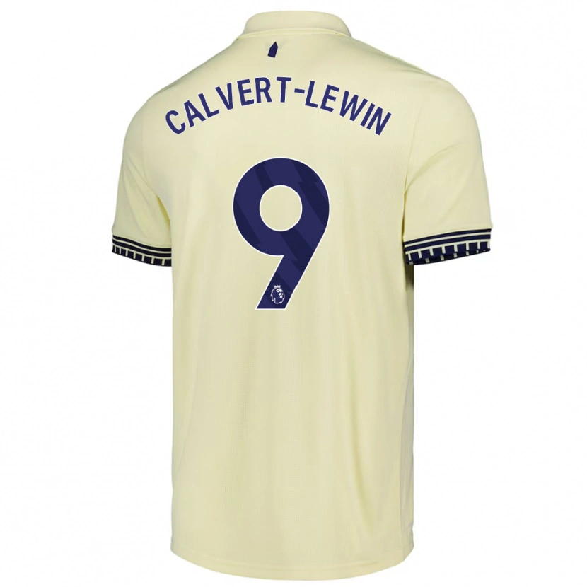 Danxen Niño Camiseta Dominic Calvert-Lewin #9 Blanco Roto Negro 2ª Equipación 2025/26 La Camisa