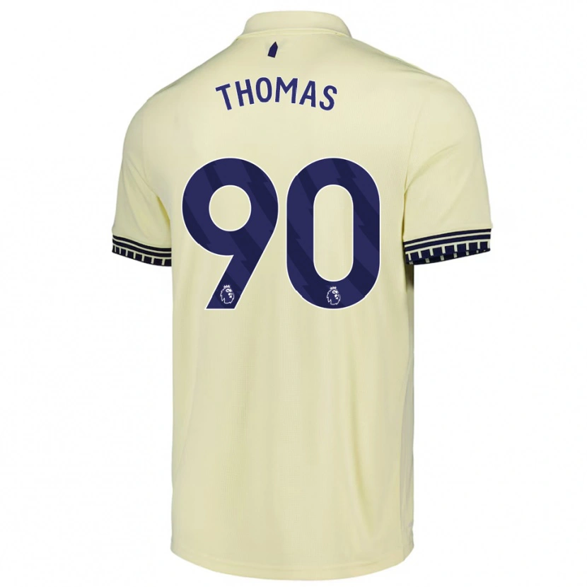 Danxen Niño Camiseta Aled Thomas #90 Blanco Roto Negro 2ª Equipación 2025/26 La Camisa
