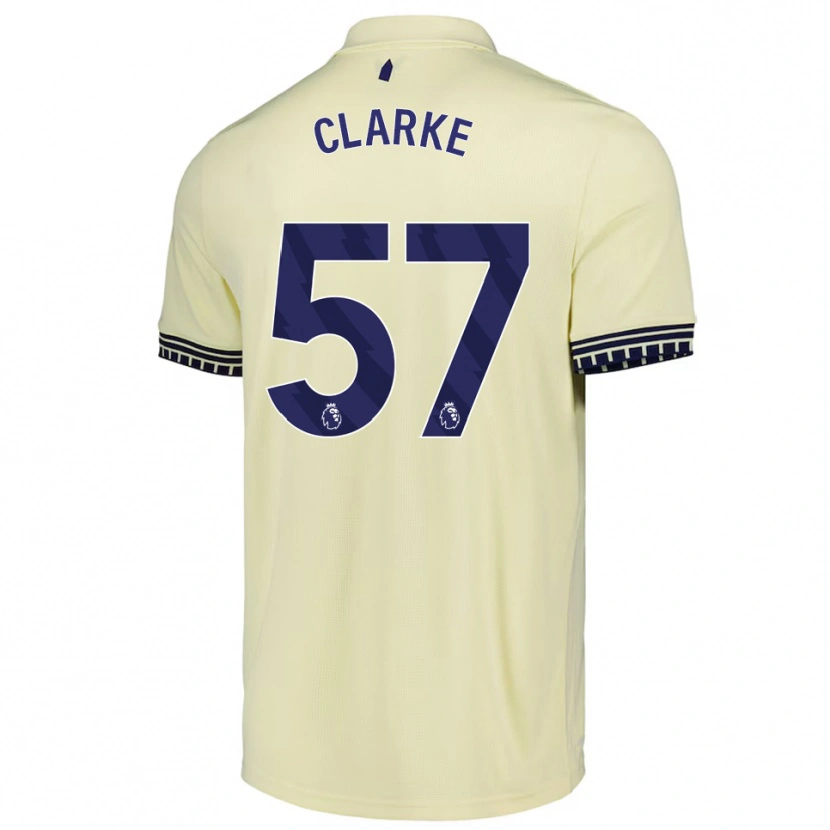 Danxen Niño Camiseta Justin Clarke #57 Blanco Roto Negro 2ª Equipación 2025/26 La Camisa