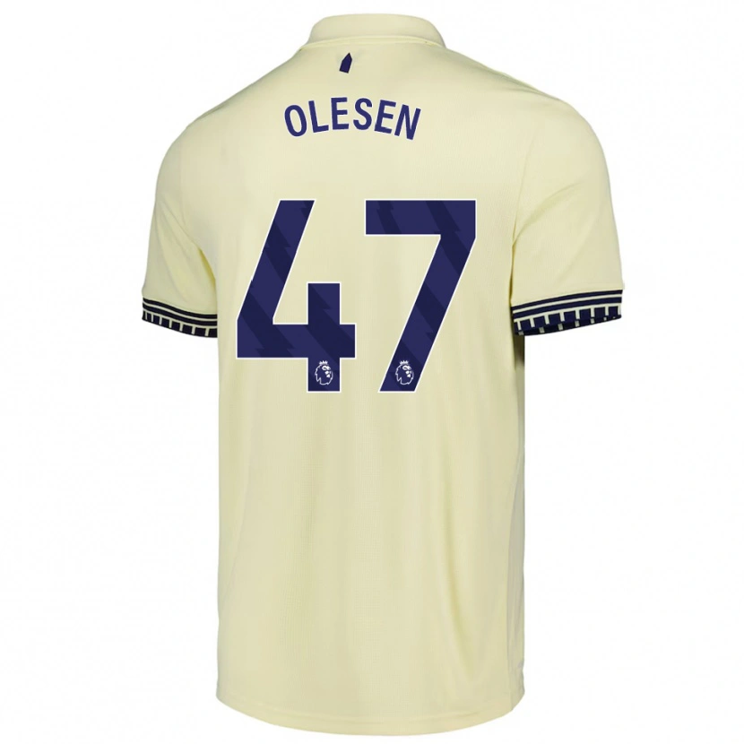 Danxen Niño Camiseta Karoline Olesen #47 Blanco Roto Negro 2ª Equipación 2025/26 La Camisa