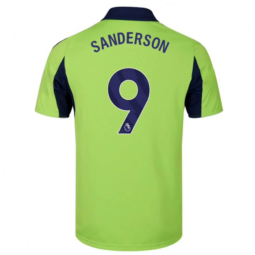 Danxen Niño Camiseta Oliver Sanderson #9 Verde Marino Blanco 2ª Equipación 2025/26 La Camisa