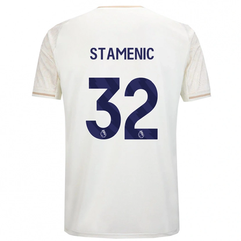Danxen Niño Camiseta Marko Stamenic #32 Blanco Roto Negro 2ª Equipación 2025/26 La Camisa