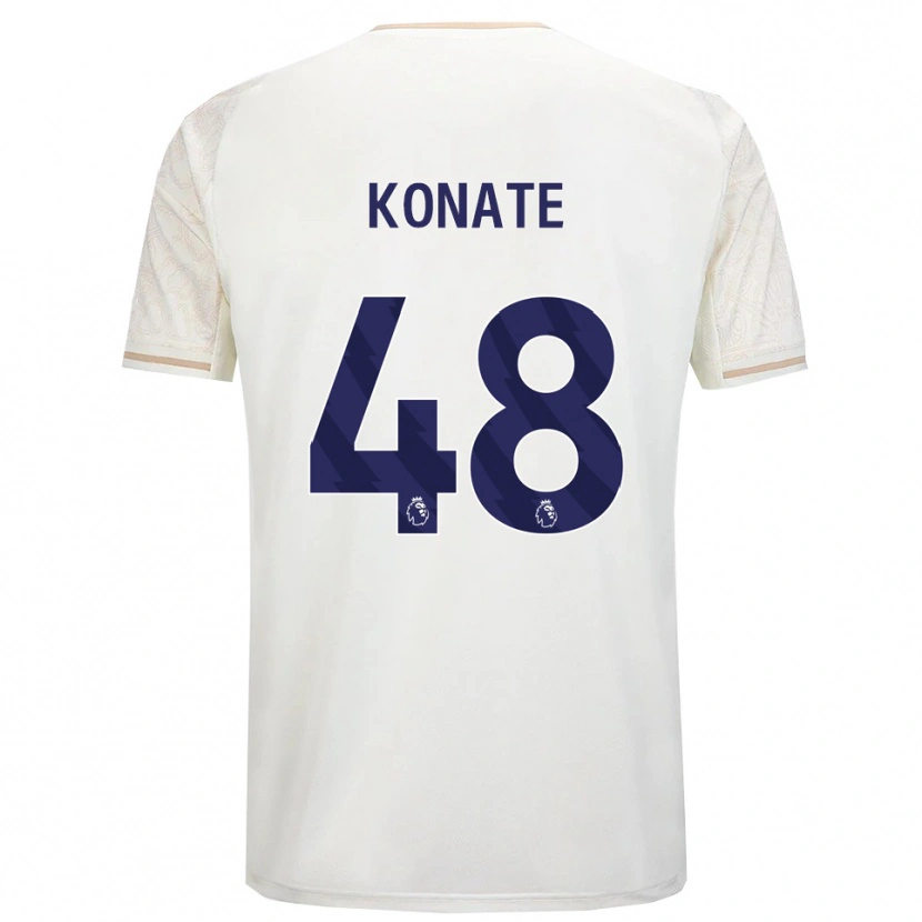 Danxen Niño Camiseta Ateef Konaté #48 Blanco Roto Negro 2ª Equipación 2025/26 La Camisa