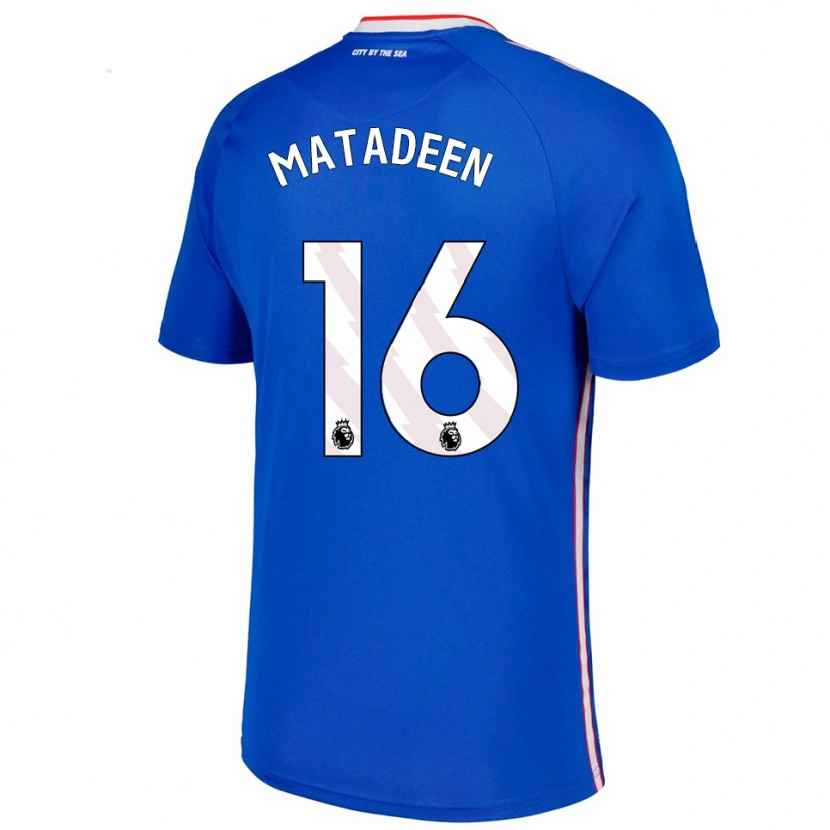 Danxen Niño Camiseta Jay Matadeen #16 Azul Blanco 2ª Equipación 2025/26 La Camisa