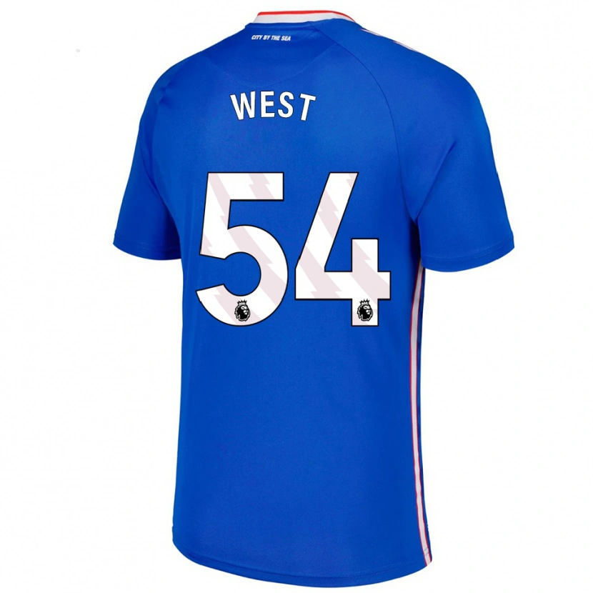 Danxen Niño Camiseta Ella West #54 Azul Blanco 2ª Equipación 2025/26 La Camisa