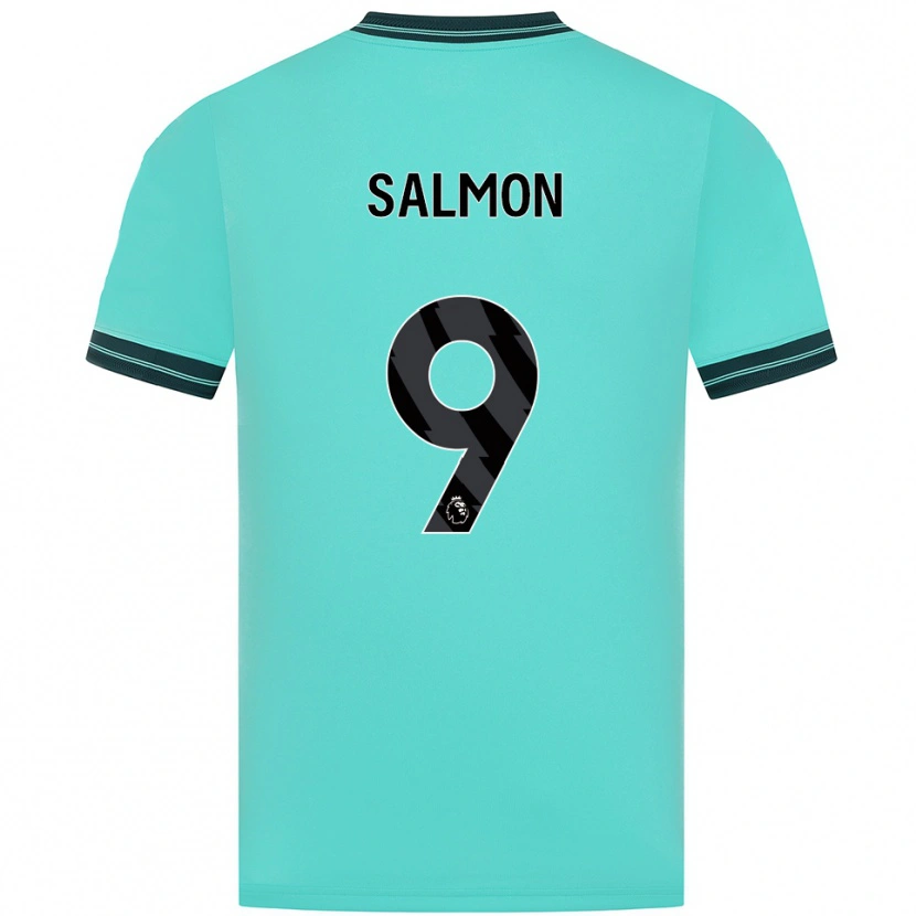 Danxen Niño Camiseta Fabian Salmon #9 Celeste Verde 2ª Equipación 2025/26 La Camisa