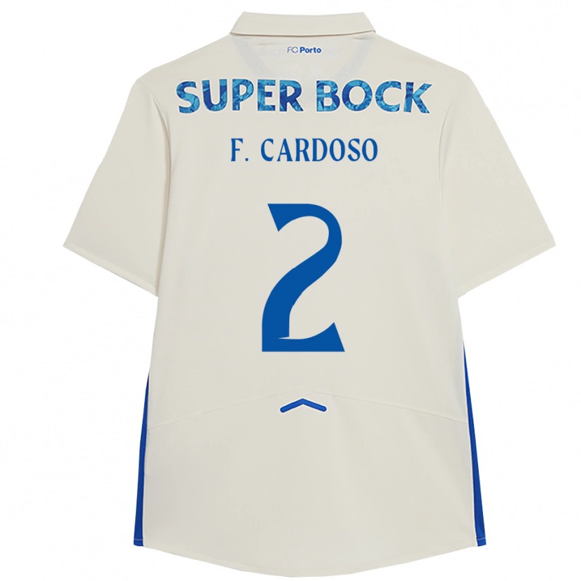 Danxen Niño Camiseta Fábio Cardoso #2 Blanco Azul Equipación Tercera 2025/26 La Camisa