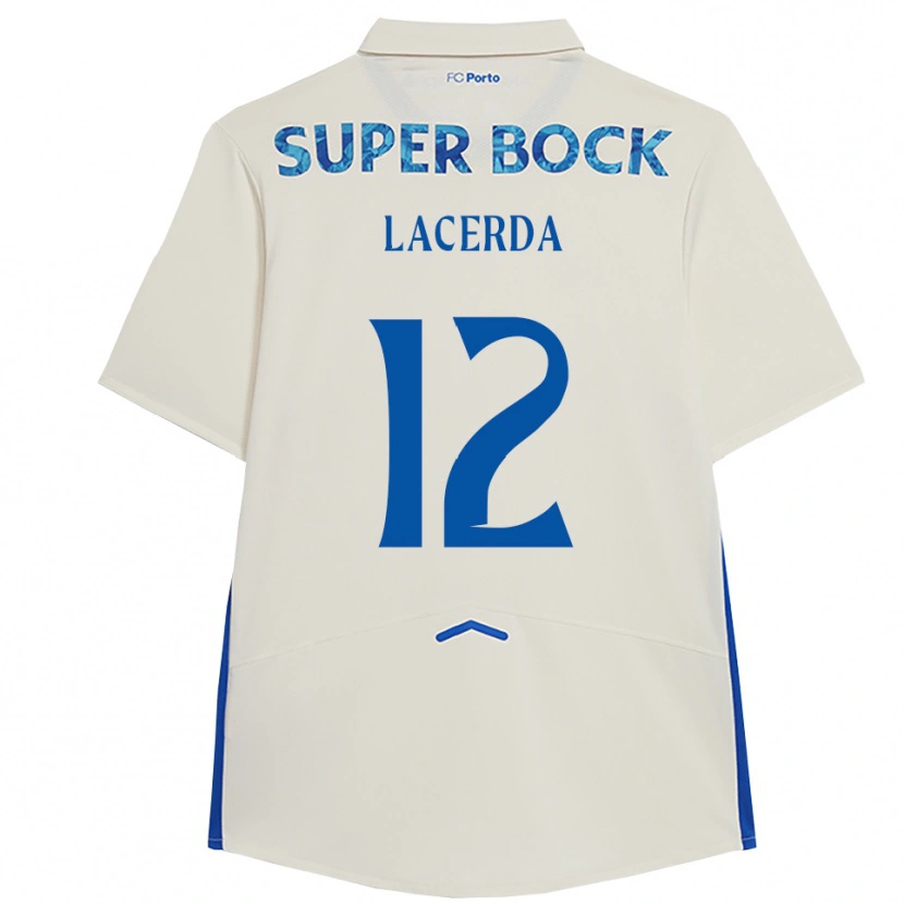 Danxen Niño Camiseta Lacerda #12 Blanco Azul Equipación Tercera 2025/26 La Camisa
