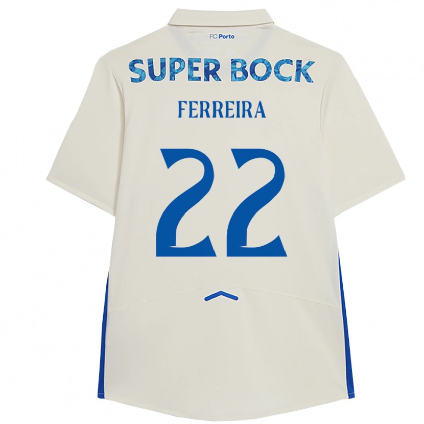 Danxen Niño Camiseta Joana Ferreira #22 Blanco Azul Equipación Tercera 2025/26 La Camisa