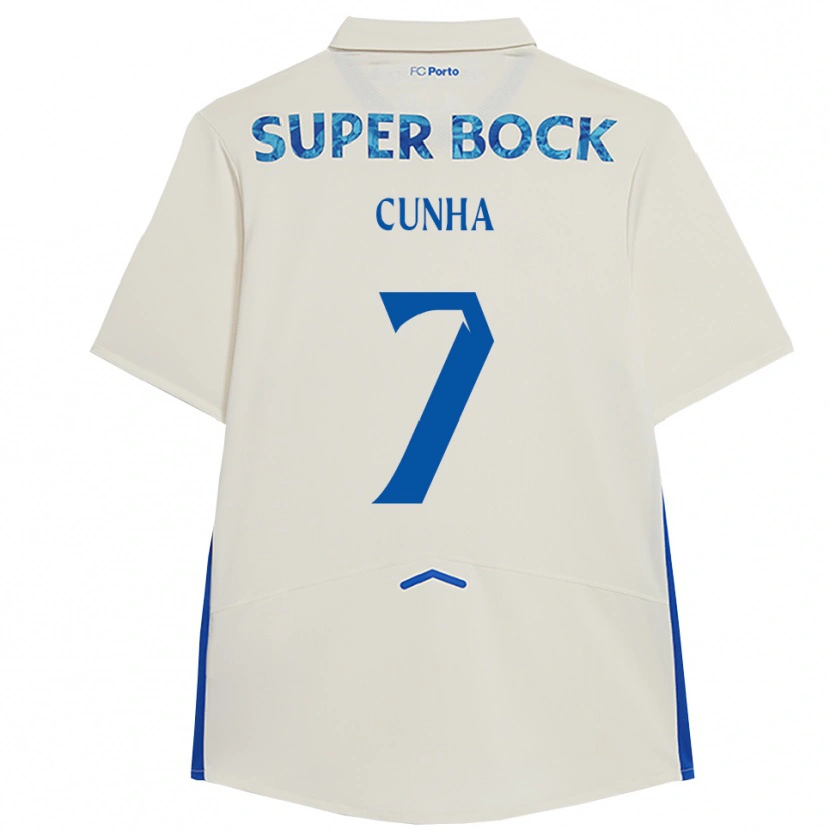 Danxen Niño Camiseta Duarte Cunha #7 Blanco Azul Equipación Tercera 2025/26 La Camisa