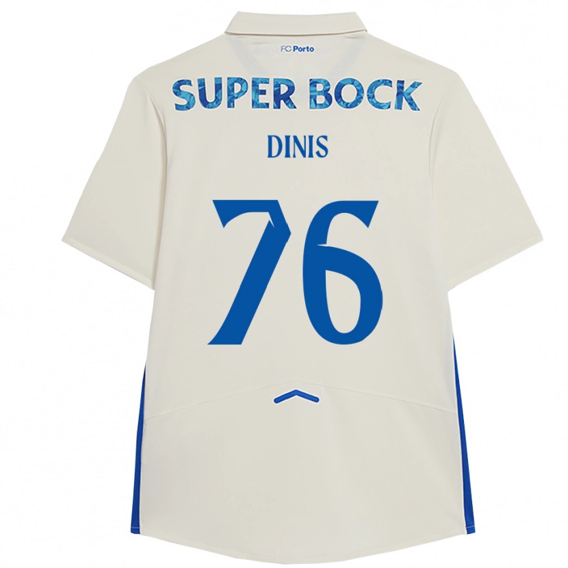 Danxen Niño Camiseta Dinis #76 Blanco Azul Equipación Tercera 2025/26 La Camisa