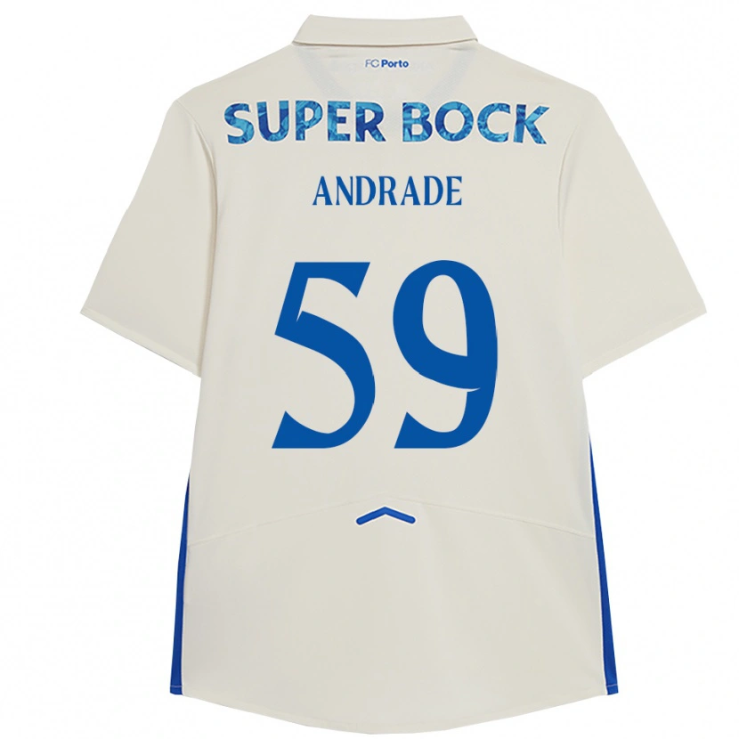 Danxen Niño Camiseta Tiago Andrade #59 Blanco Azul Equipación Tercera 2025/26 La Camisa