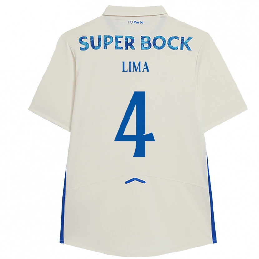 Danxen Niño Camiseta Karoline Lima #4 Blanco Azul Equipación Tercera 2025/26 La Camisa