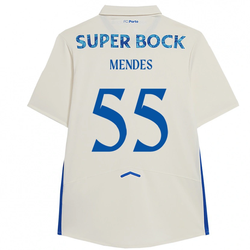 Danxen Niño Camiseta Joao Mendes #55 Blanco Azul Equipación Tercera 2025/26 La Camisa