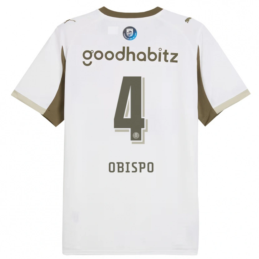 Danxen Niño Camiseta Armando Obispo #4 Blanco Gris Equipación Tercera 2025/26 La Camisa