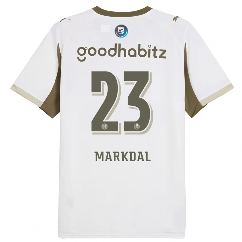 Danxen Niño Camiseta Mikkel Markdal #23 Blanco Gris Equipación Tercera 2025/26 La Camisa