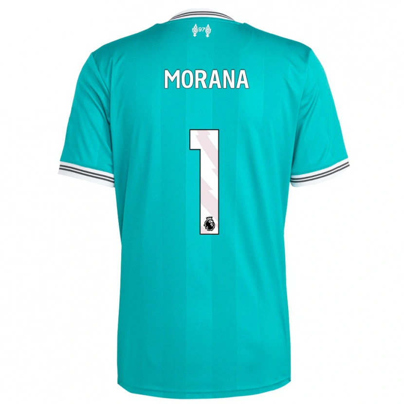 Danxen Niño Camiseta Nathan Morana #1 Verde Blanco Equipación Tercera 2025/26 La Camisa
