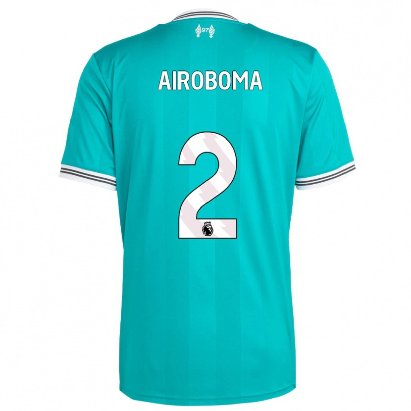 Danxen Niño Camiseta Emmanuel Airoboma #2 Verde Blanco Equipación Tercera 2025/26 La Camisa