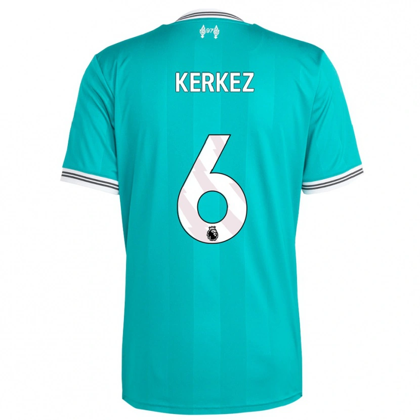 Danxen Niño Camiseta Milos Kerkez #6 Verde Blanco Equipación Tercera 2025/26 La Camisa