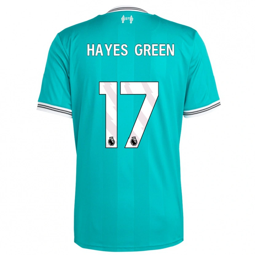 Danxen Niño Camiseta Charlie Hayes-Green #17 Verde Blanco Equipación Tercera 2025/26 La Camisa
